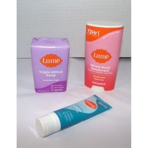 NEW 3 PC. LUME VARIETY PACK~BODY CREAM, WHOLE BODY‎ DEODORANT,  & BAR SOAP